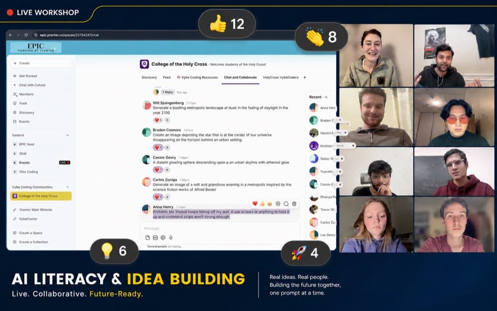 Live AI Literacy and Idea Building workshop with a university cohort using the EPIC community